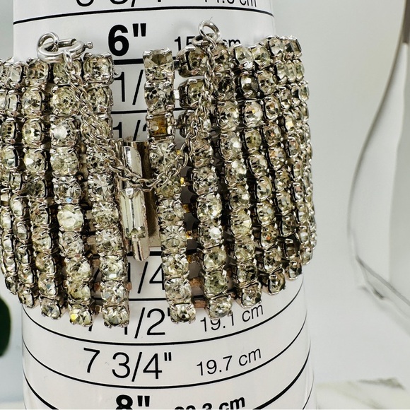 Vintage 1950s Rhinestone Bracelet 1/20 12KT GP Wide Panel Glam Estate Costume - Picture 9 of 13